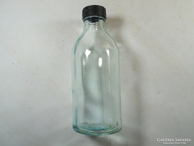 Régi üveg palack - orvosi gyógyszeres gyógyszertári patikai - 200 ml magasság: 14 cm