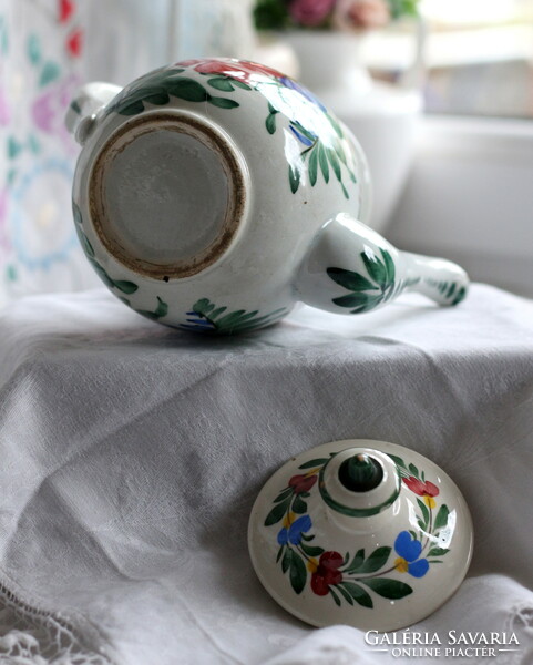 Rarity! The pieces of Körmöcbánya, birds, hand-painted millennium tea set in one
