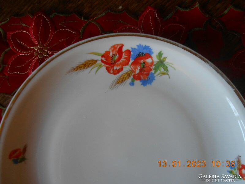 Zsolnay pipacsos, búzavirágos lapos tányér