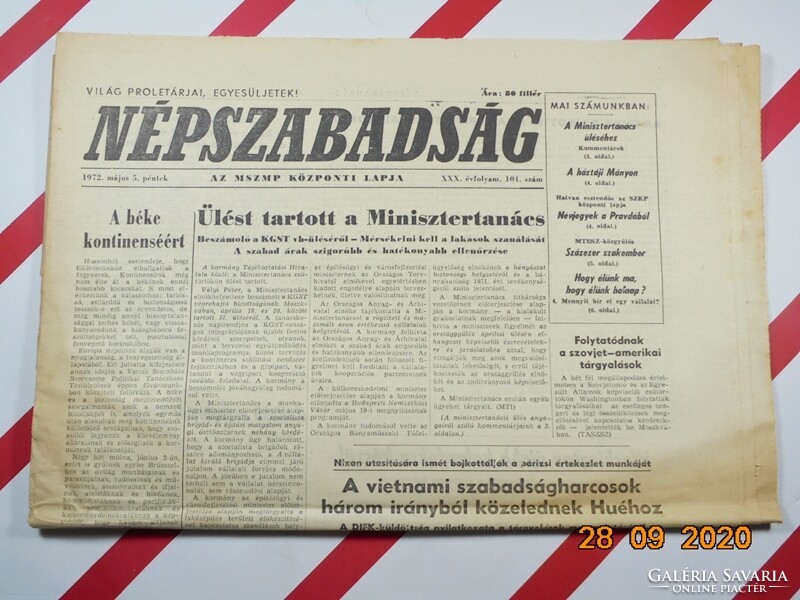 Old retro newspaper - people's freedom - May 5, 1972 - XXX. Grade 104. Number for birthday