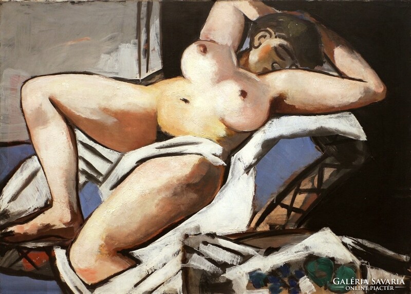 Beckmann - lying naked - canvas reprint