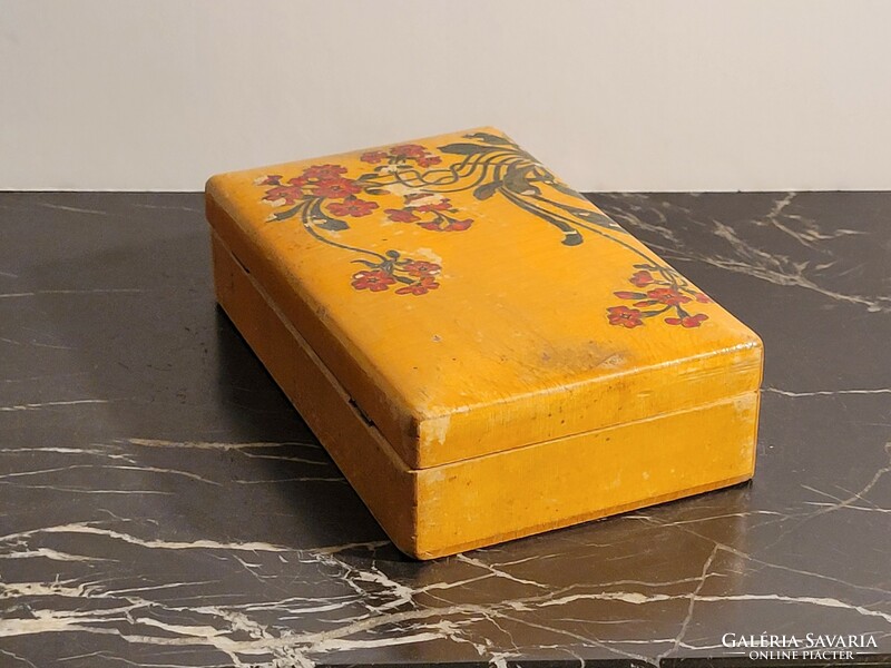 Floral wooden box 18x11x5cm folk motif flower patterned box