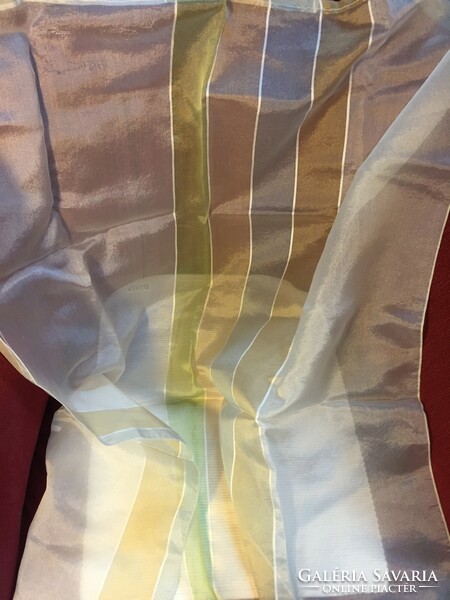 Striped, muslin-like thin curtain with wire at the bottom 1 piece 76 x 106 cm