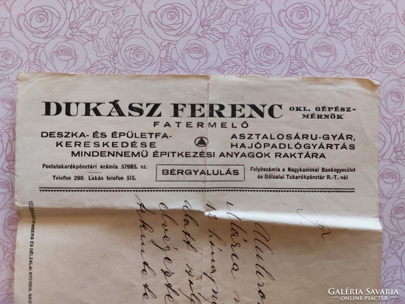 Régi irat 1936 munkáltatói igazolás bizonyítvány Dukász Ferenc Nagykanizsa