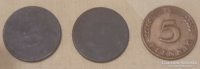 5 Pfennig érmék, 1941, 1942, 1949