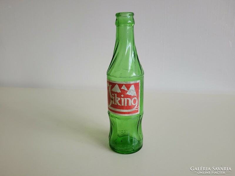 Old retro red label viking soda glass bottle soda bottle