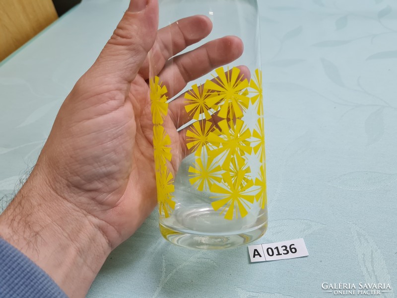 A0136 Retro sárga mintás italos üveg 24 cm 1500 ft + posta előre utalással.