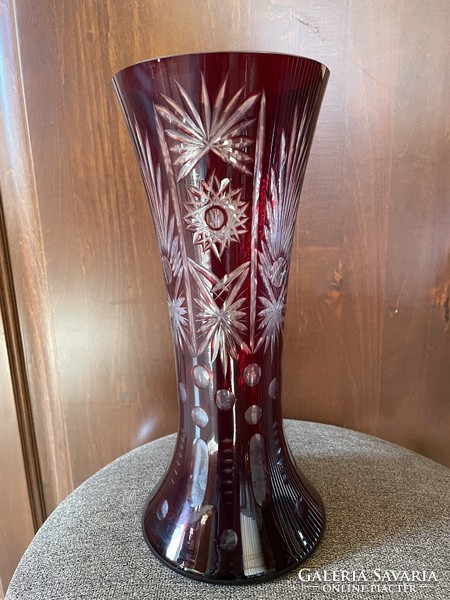 Czech painted crystal vase