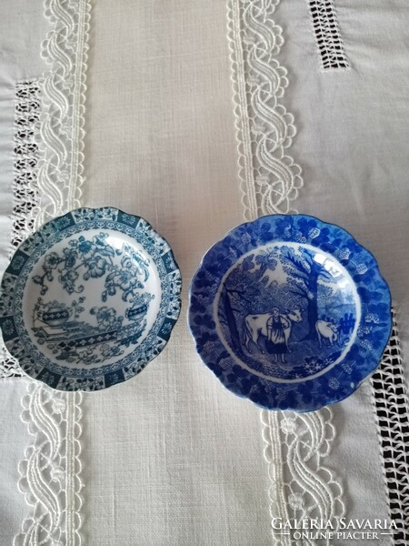 2 db kék - fehér  porcelán   tál tálka teáscsésze alj   -  pagoda mintás és tehénkés