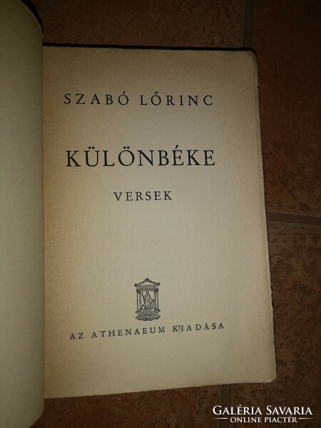 Különbéke - versek Szabó Lőrinc Athenaeum Kiadó