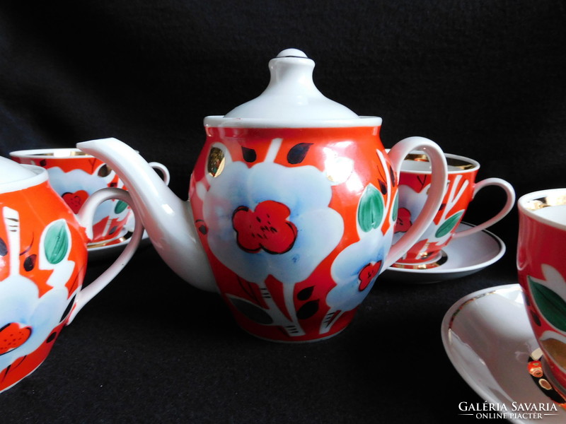 Baranovka- szovjet/orosz kézzel festett teáskészlet - 5 személyes