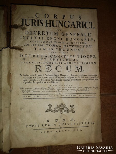 CORPUS JURIS HUNGARICI TOM.II. - BUDA , 1779