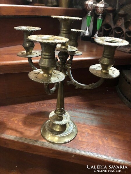 Candle holder made of bronze, 5 branches, old, height 30 cm.