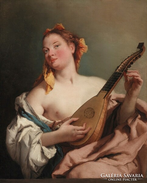 Tiepolo - Nő mandolinnal - vászon reprint