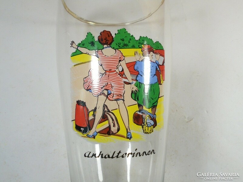Retro régi festett sör sörös üveg korsó pohár - Német gyártmány - 0,5 l