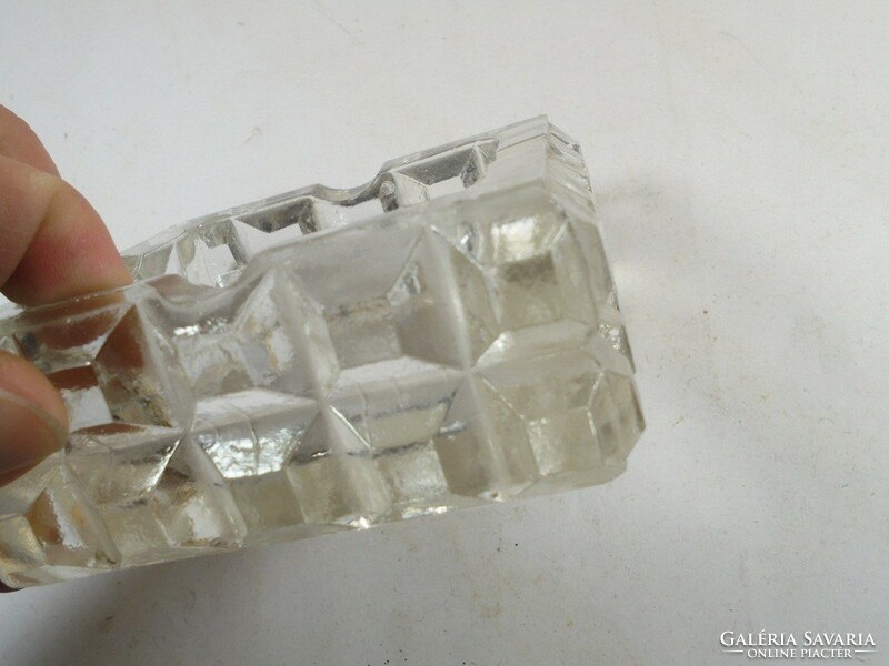 Old retro crystal-effect convex glass ashtray ash ashtray tray - approx. 1970-80