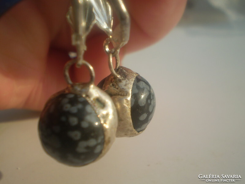 Reduced price, obsidian earrings with silver sockets