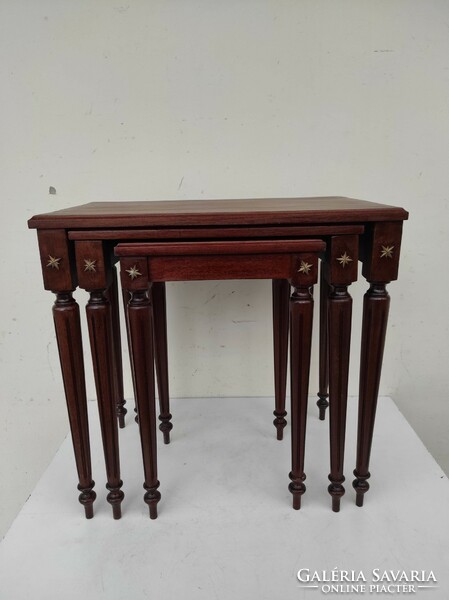 Antik bútor 3 darab keményfa asztalsor összetolható kis asztal 666 6579