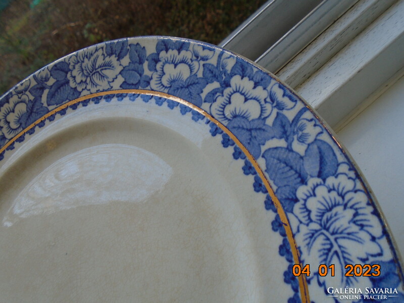 1907 Gater hall over house pottery burslem marked bowl with rosary blue floral pattern
