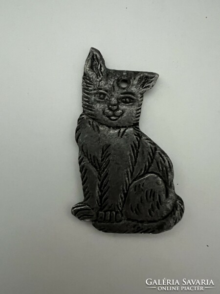 Metal double-sided cat pendant cat jewelry