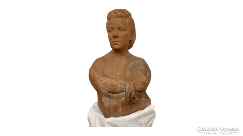 Sándor Oláh terracotta female bust 64cm