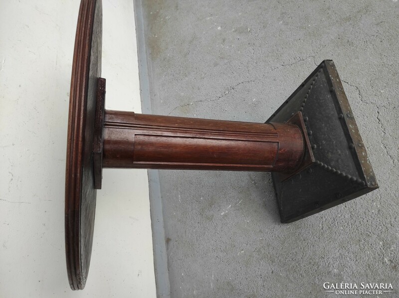 Antique art nouveau art deco designed hardwood table with copper plinth 665 6580