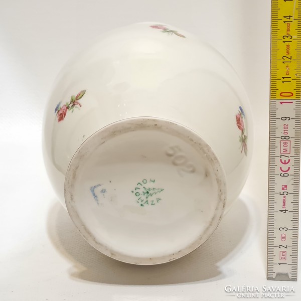 Hollóházi kis virágmintás porcelán váza (2498)