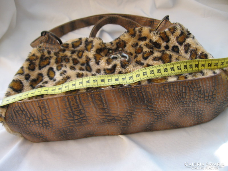 Panther, ocelot patterned faux fur bag, radish