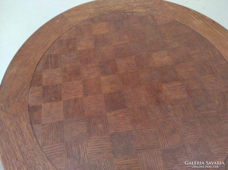 Antik szecesszió art deco formatervezett keményfa asztal réz rátétes talapzattal 665 6580