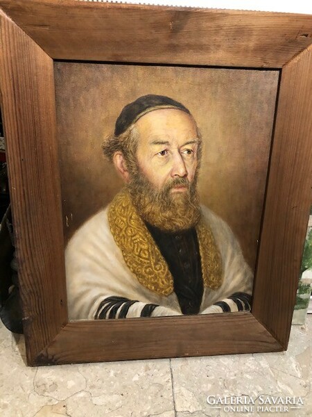 Rabbi portré, régi, olaj, fán, 50 x 40 cm-es nagyságú.