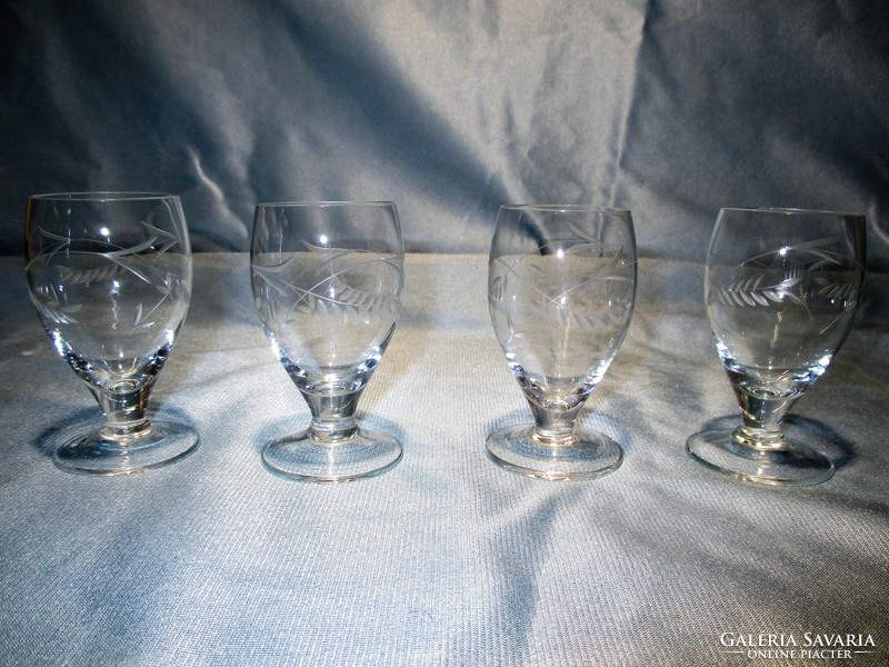 4 beautiful old stemmed glass glasses