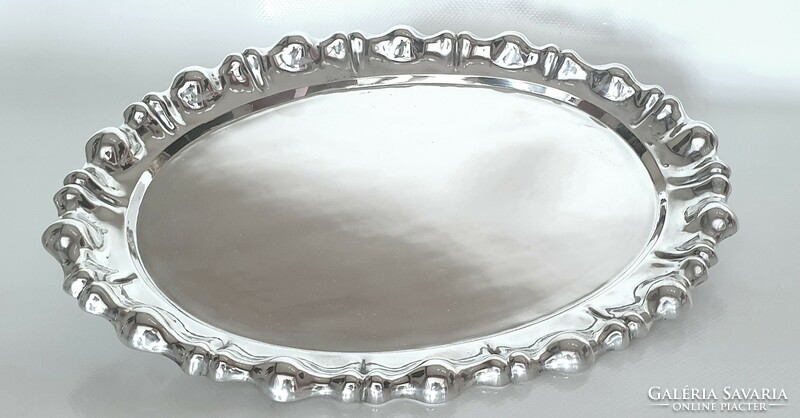 Oval, silver (800) art deco blister rim tray (353 g)