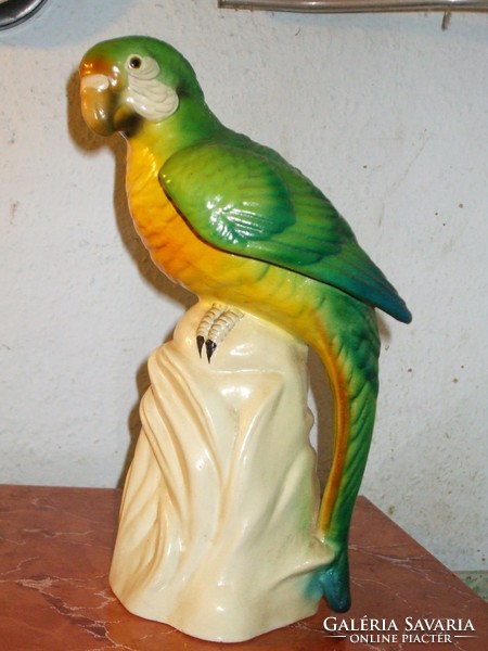 Large green yellow macaw parrot.
