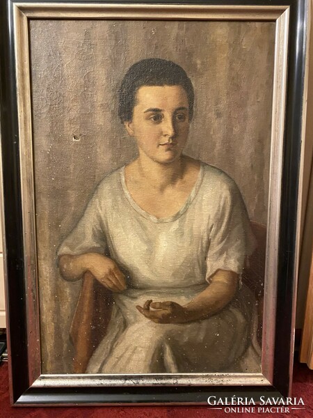 Antique female portrait painting