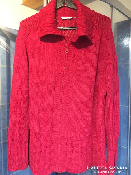 Red knitted women's cardigan, size l, xl