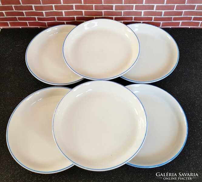 6 Zsolnay small plates with light blue edges
