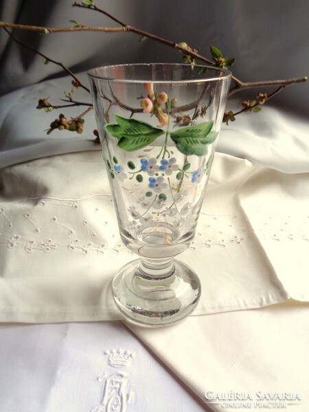 Biedermeier painted stemmed glass