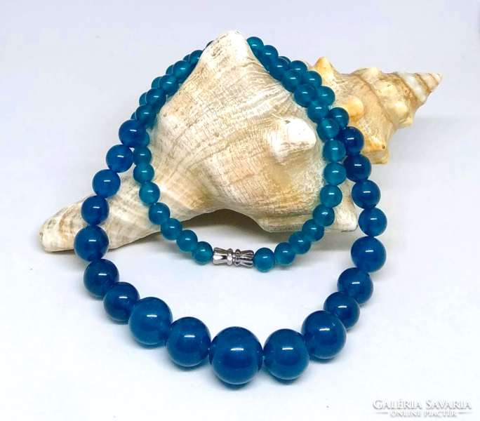 Blue mineral crystal necklace 330