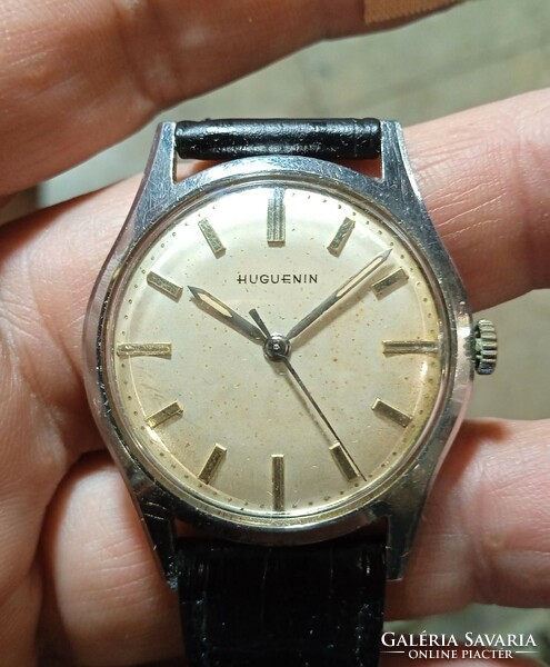 Huguenin Swiss mechanical men's watch, 1950s, rarity.