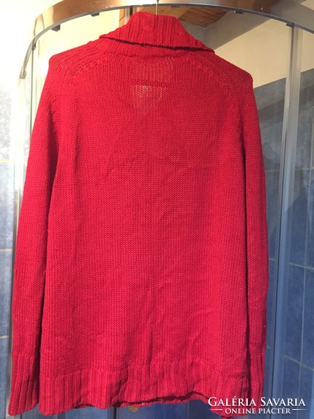 Red knitted women's cardigan, size l, xl