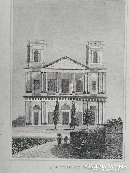 Paris. Church of St.Eustachus. Original woodcut ca. 1843