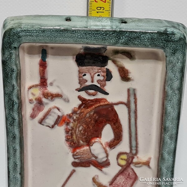 Outlaw colorful glazed ceramic wall decoration marked 