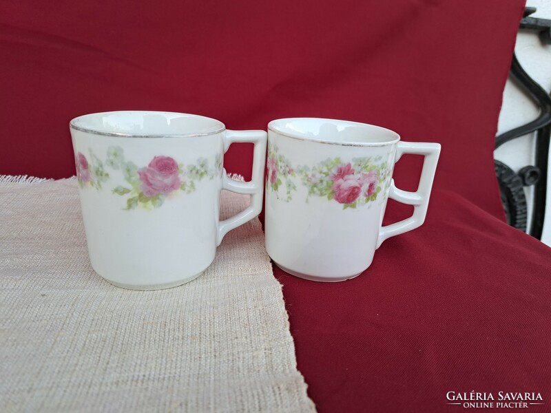 Beautiful rare porcelain mug with floral rose pattern nostalgia peasant villager