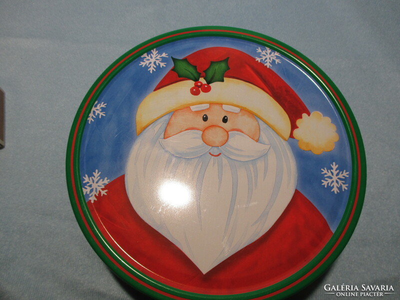2 db fém süteményes doboz hóember és Mikulás mintával, Karácsony