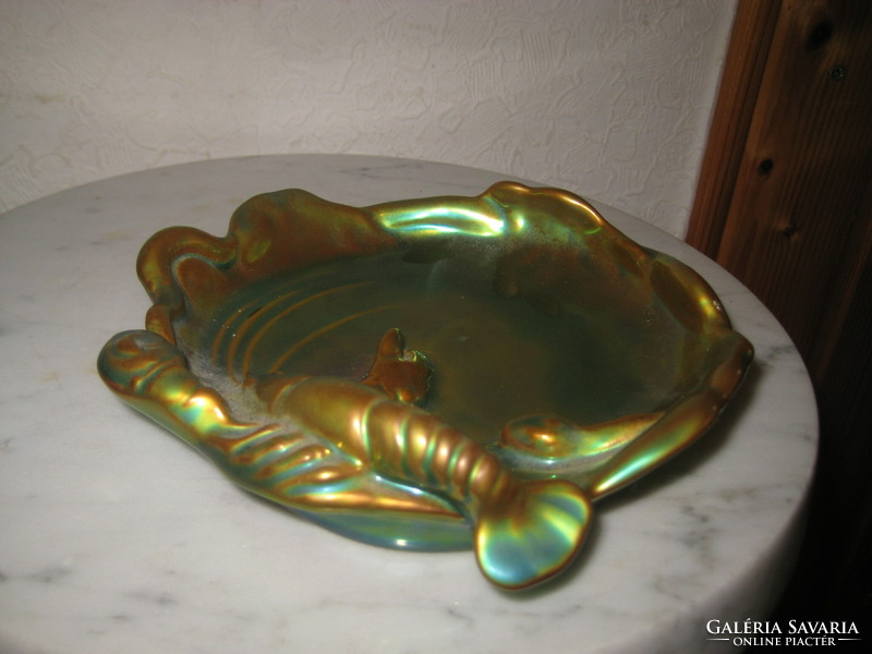 Zsolnay eozin, crayfish bowl, nice condition 16 cm