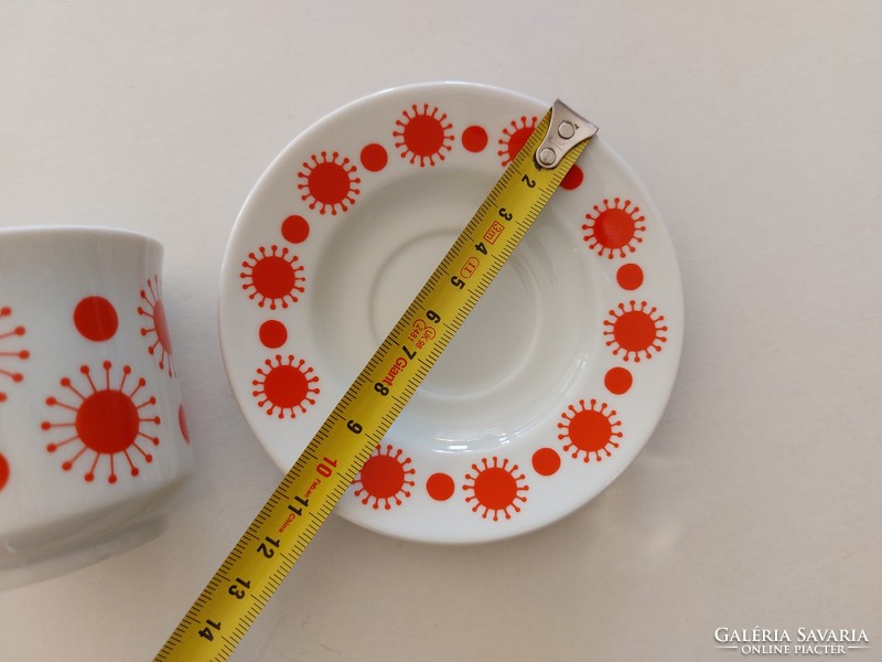 Retro Alföldi porcelán piros mintás kávés csésze 1 db