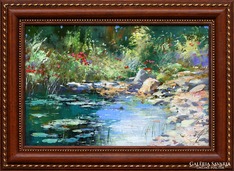 Kabul Adilov: Water lilies - framed: 50x70cm - artwork: 40x60cm - 21/209