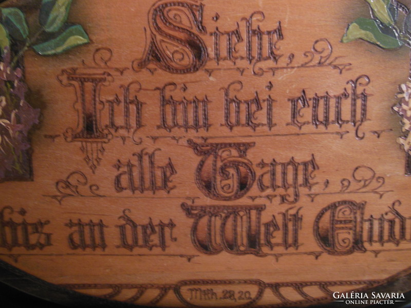 Wall decoration - hand carving - painting - wood - old - 37 x 24 cm - Austrian - flawless