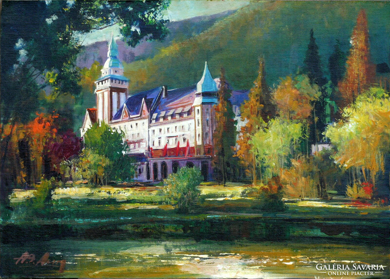 Alim Adilov: Castle of Lillafüred - with frame 50x65 cm - artwork: 37x52cm - 21/186