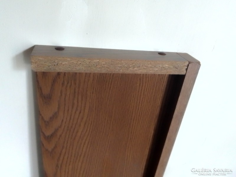 Retro dark brown walnut brown extra long shelf for living room furniture with rim, metal bracket